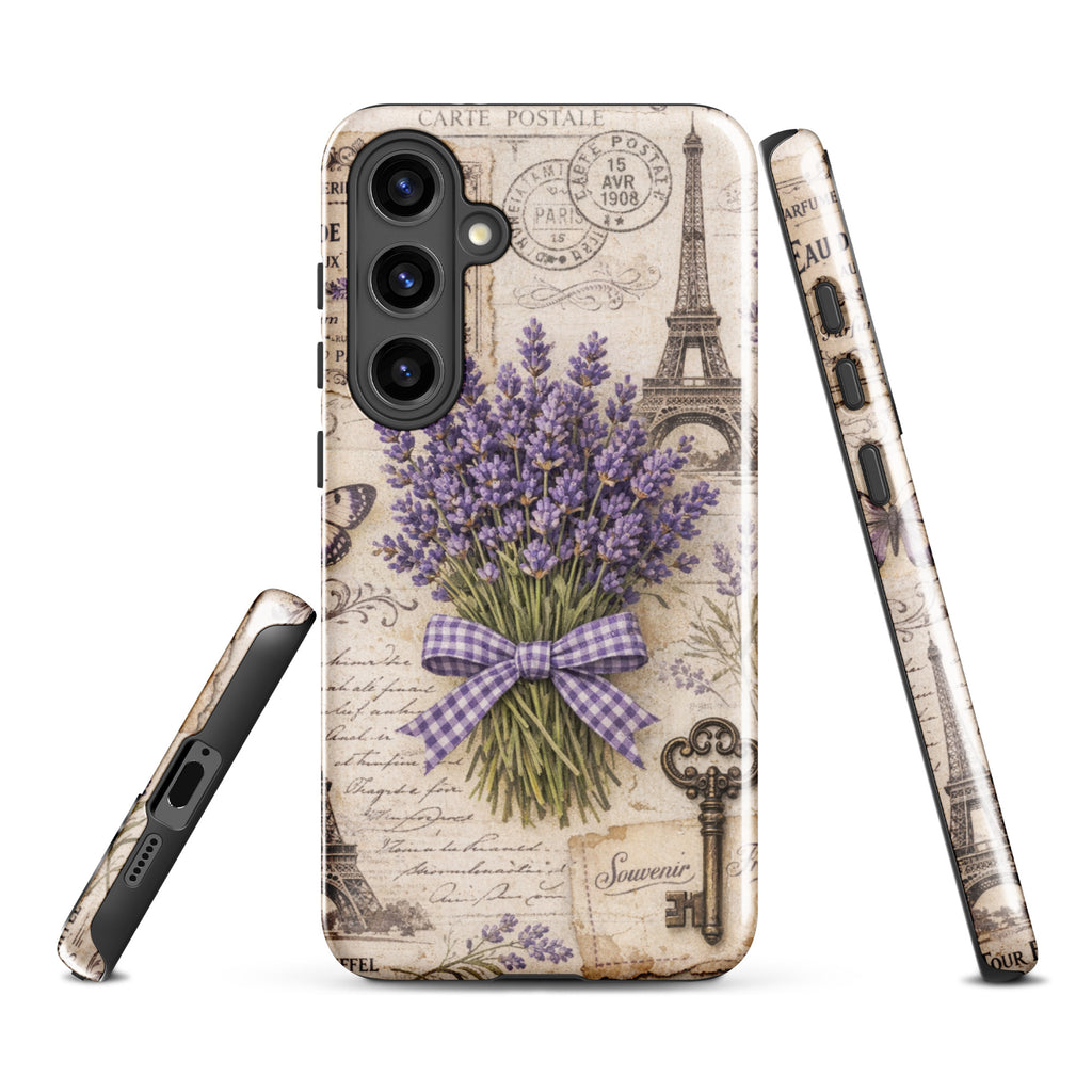 Vintage Paris Lavender Tough Case for Samsung Galaxy S24 Plus – Dual Layer Protective Phone Case (Glossy or Matte)