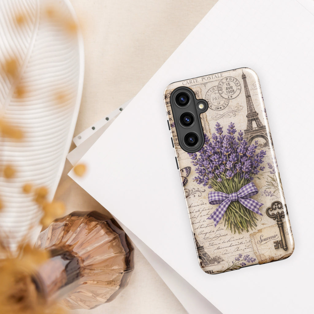 Vintage Paris Lavender Tough Case for Samsung Galaxy S24 Plus – Dual Layer Protective Phone Case (Glossy or Matte)