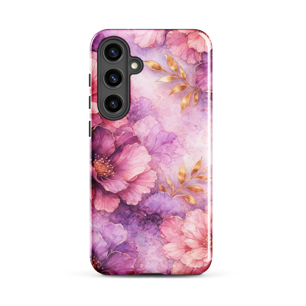 Pink Watercolor Floral Tough Case for Samsung Galaxy S24 Plus