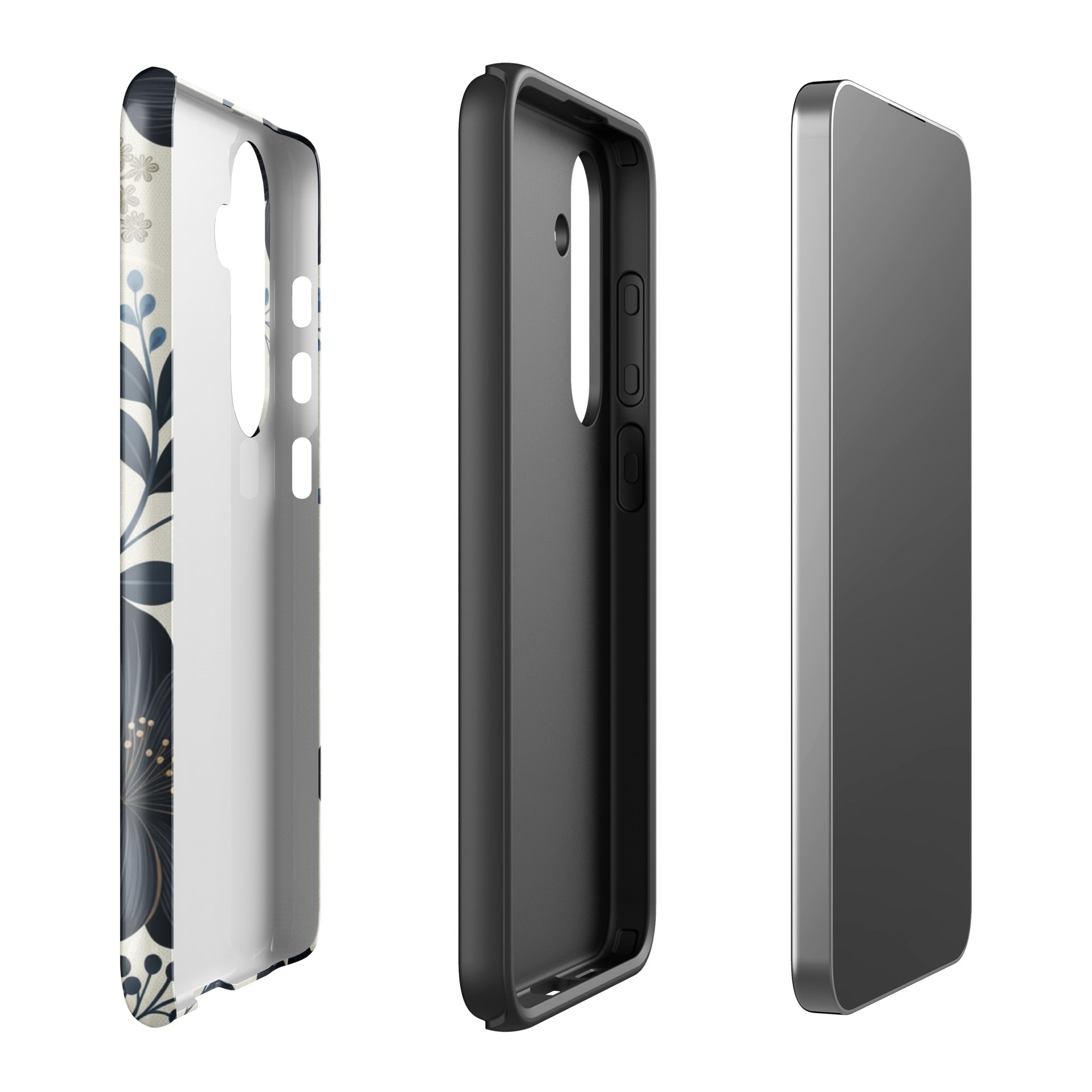 Elegant Blue Floral Tough Case for Samsung Galaxy S24 Plus