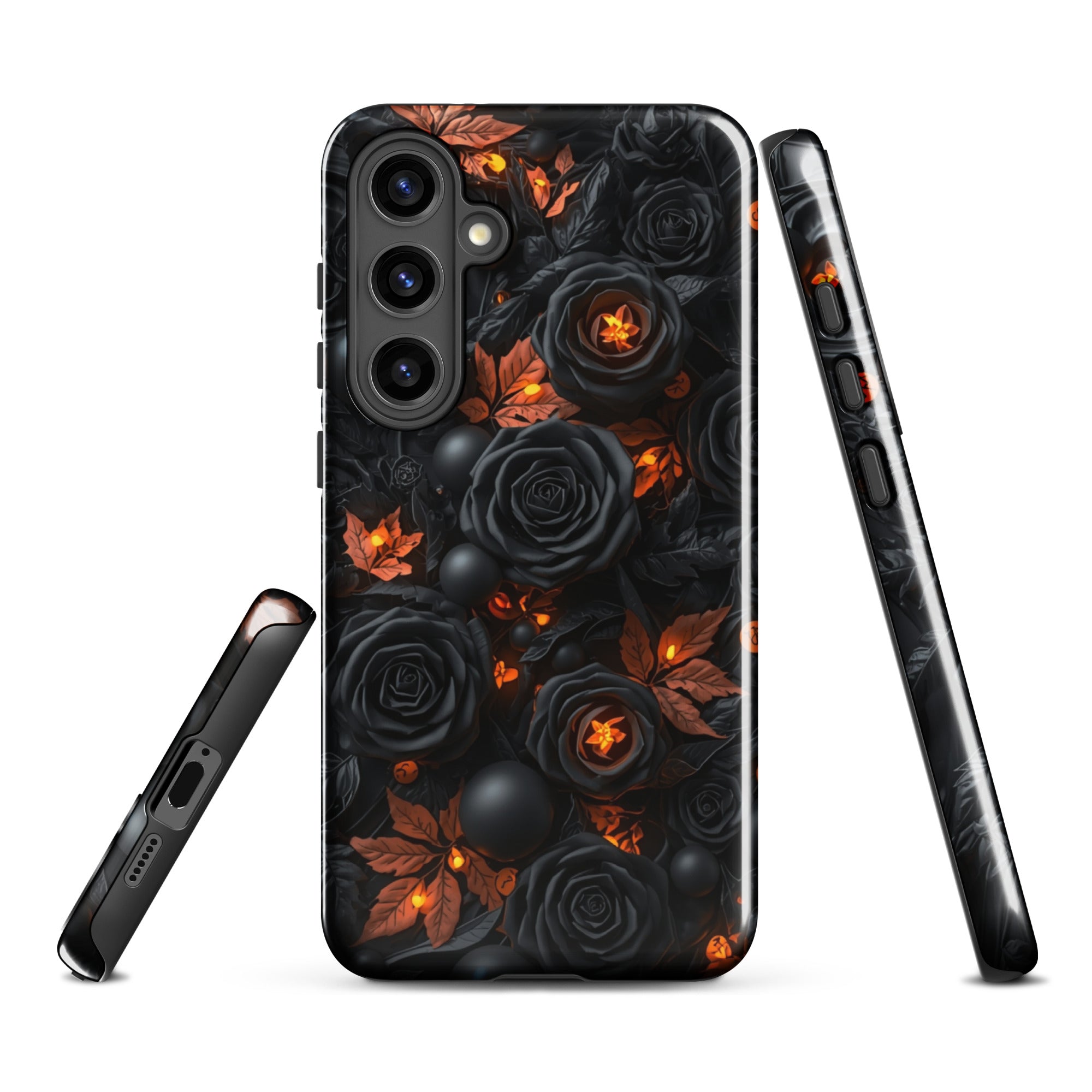 Dark Floral Glow Tough Case for Samsung Galaxy S24 Plus