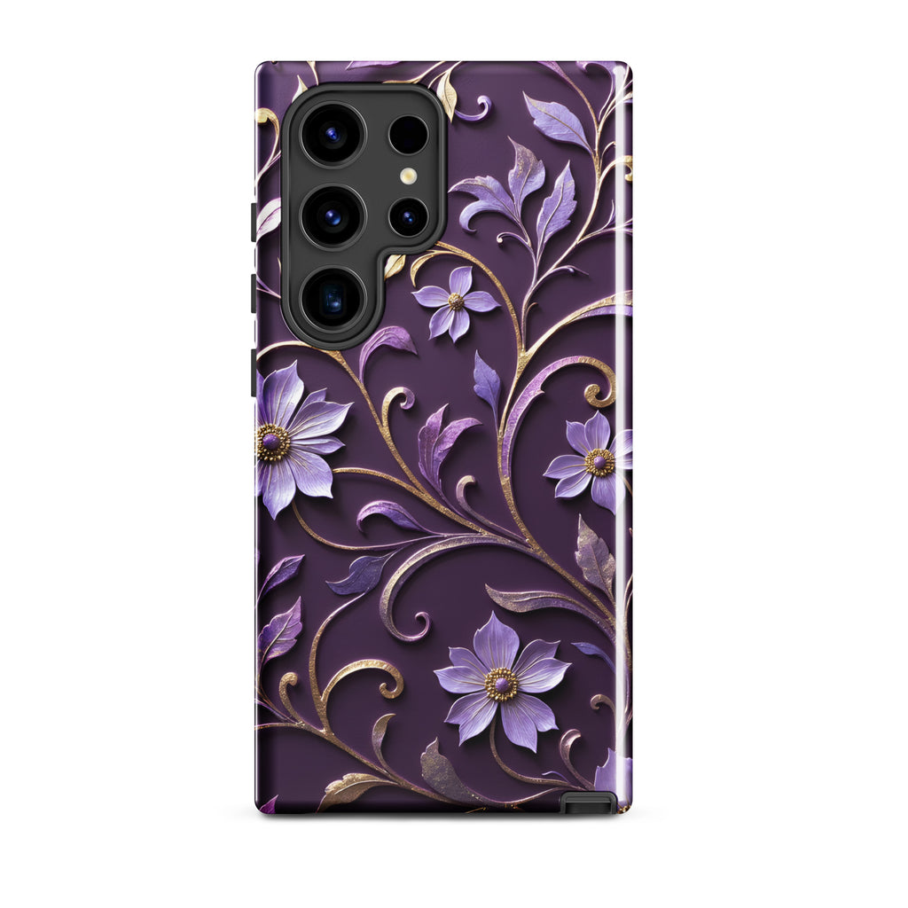 Royal Violet Filigree Tough Case for Samsung Galaxy S24 Ultra – Dual Layer Protective Phone Case (Glossy or Matte)