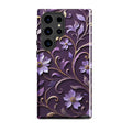 Royal Violet Filigree Tough Case for Samsung Galaxy S24 Ultra – Dual Layer Protective Phone Case (Glossy or Matte)