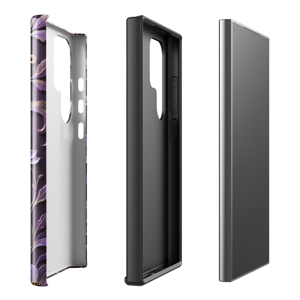 Royal Violet Filigree Tough Case for Samsung Galaxy S24 Ultra – Dual Layer Protective Phone Case (Glossy or Matte)