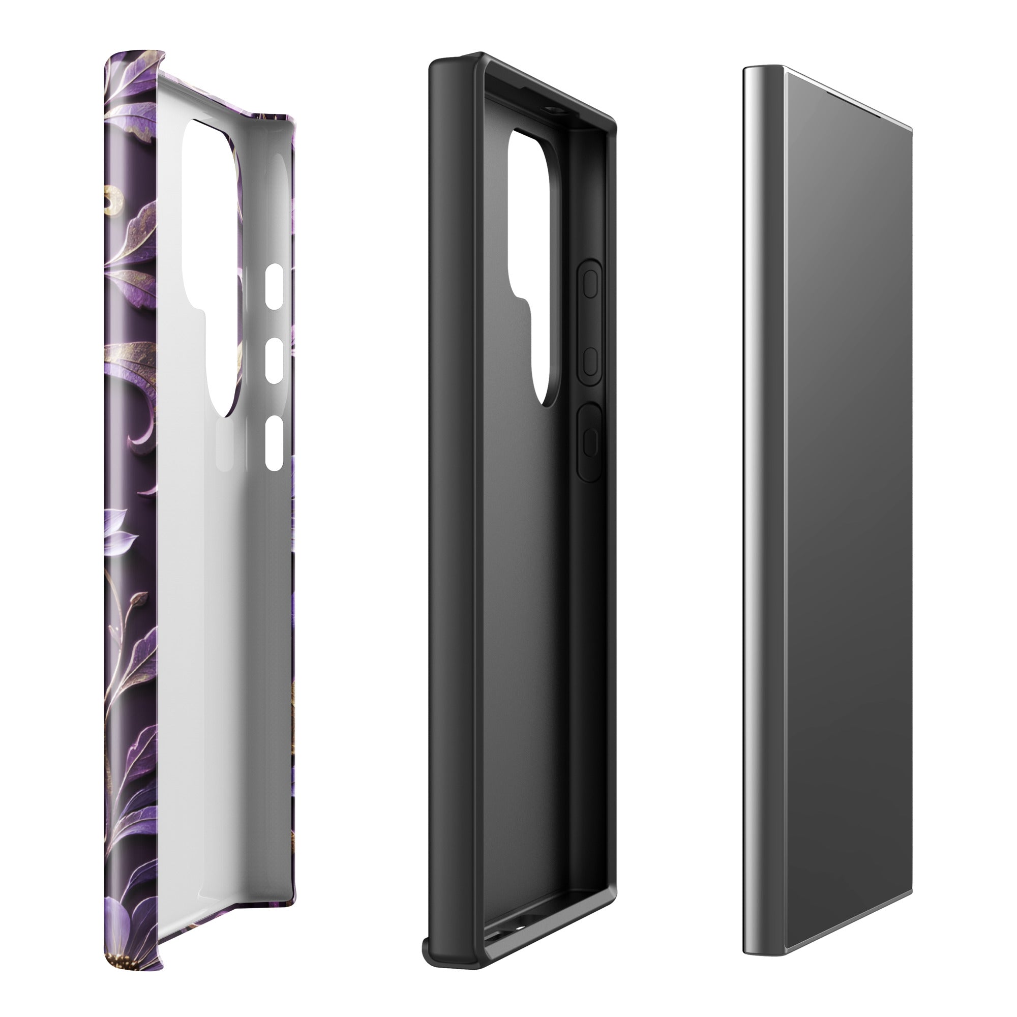 Royal Violet Filigree Tough Case for Samsung Galaxy S24 Ultra – Dual Layer Protective Phone Case (Glossy or Matte)