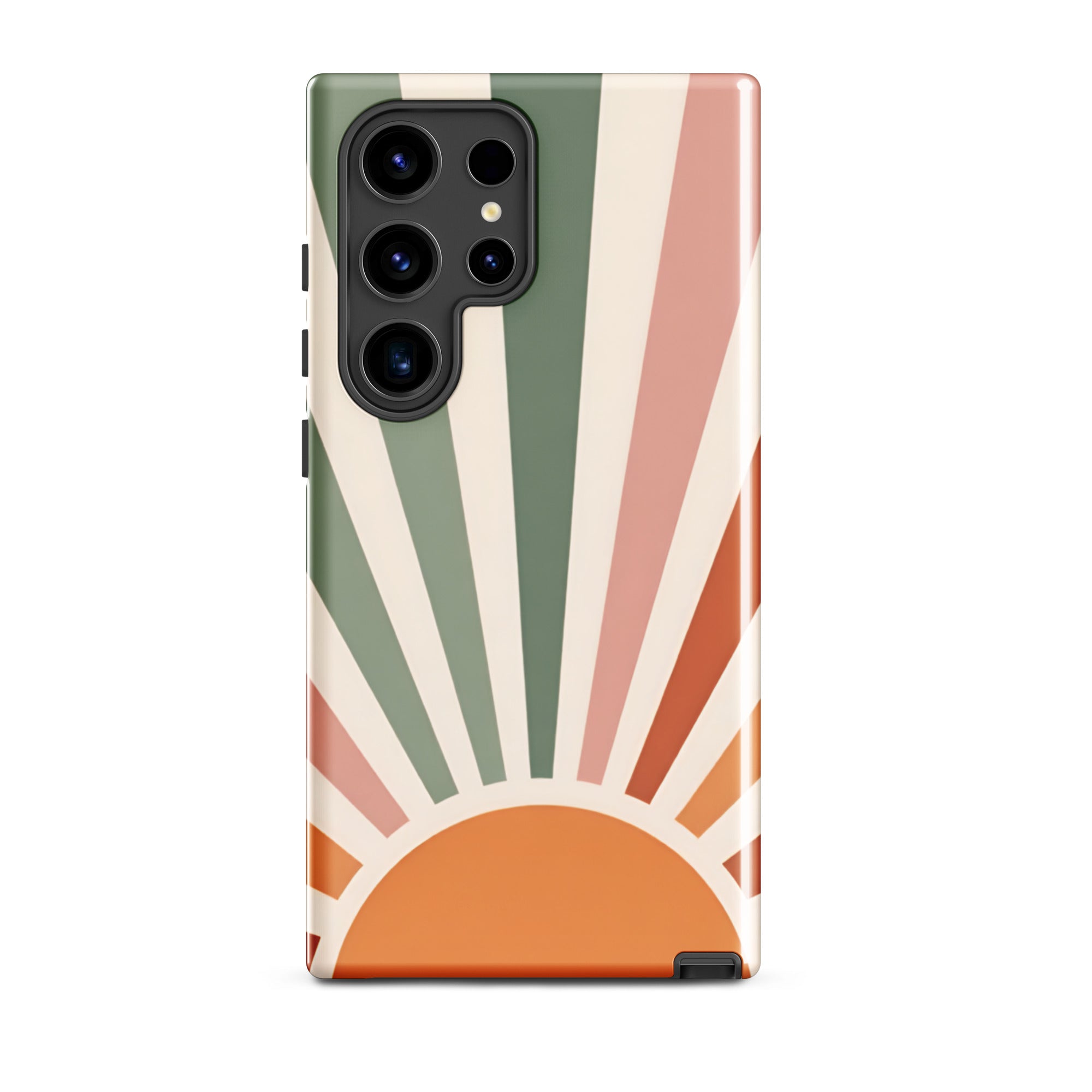 Retro Sunrise Tough Case for Samsung Galaxy S24 Ultra – Dual Layer Protective Phone Case (Glossy or Matte)