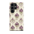 Vintage Floral Damask Tough Case for Samsung Galaxy S24 Ultra – Dual Layer Protective Phone Case (Glossy or Matte)