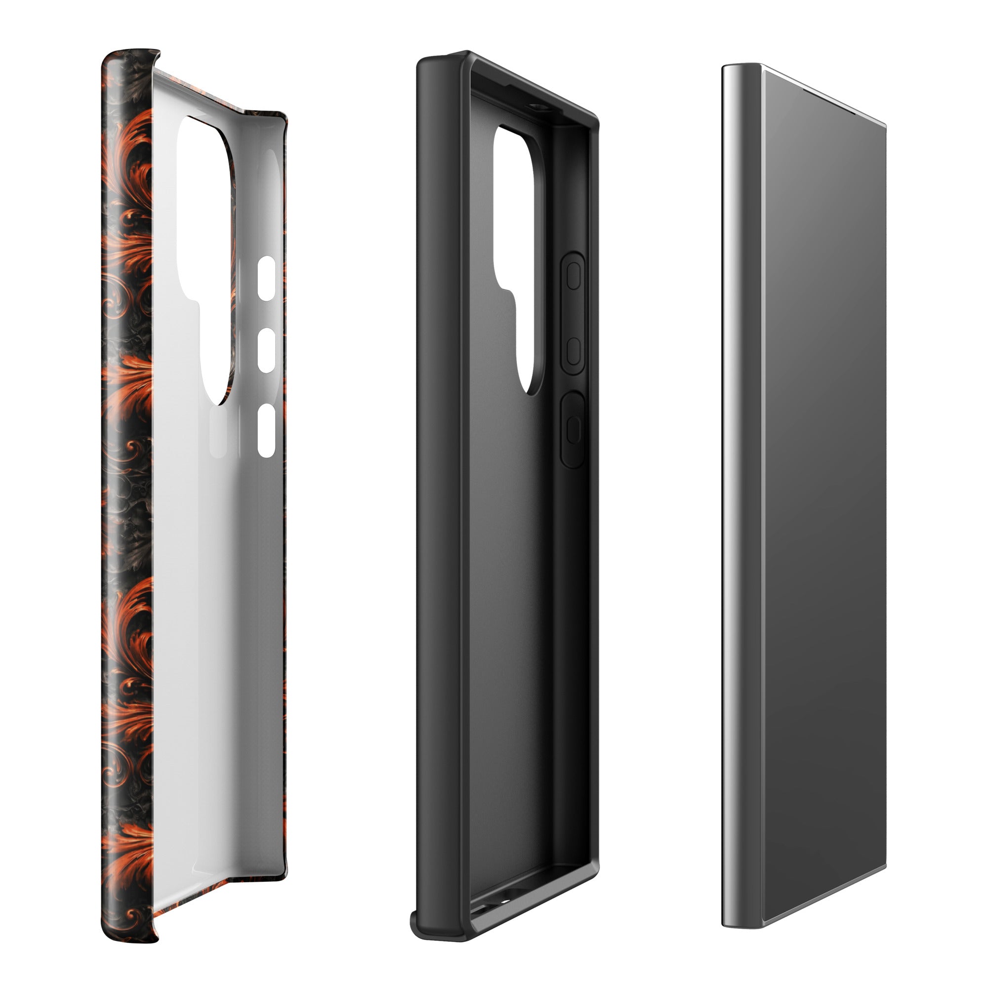 Burnt Orange Filigree Tough Case for Samsung Galaxy S24 Ultra – Dual Layer Protective Phone Case (Glossy or Matte)