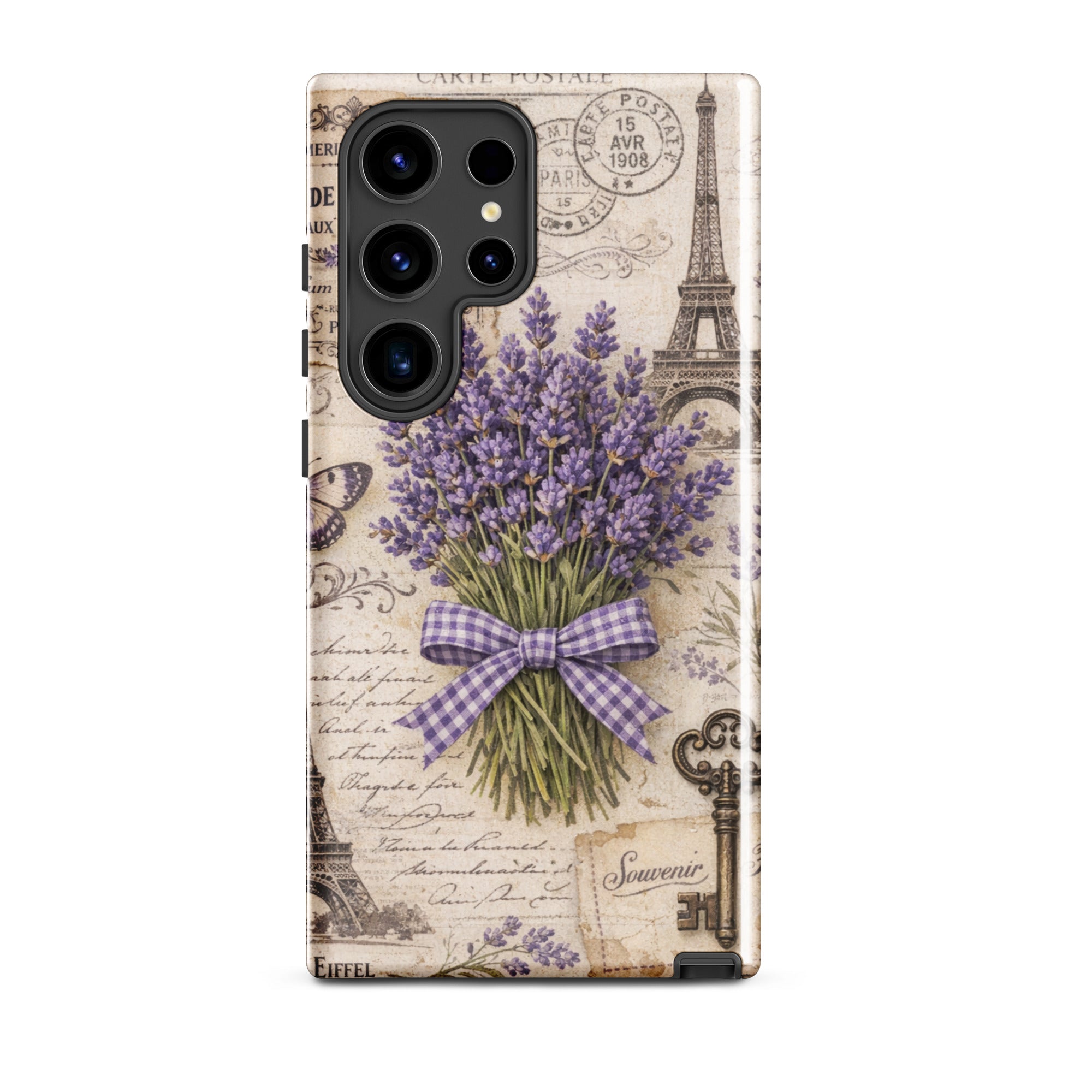 Vintage Paris Lavender Tough Case for Samsung Galaxy S24 Ultra – Dual Layer Protective Phone Case (Glossy or Matte)