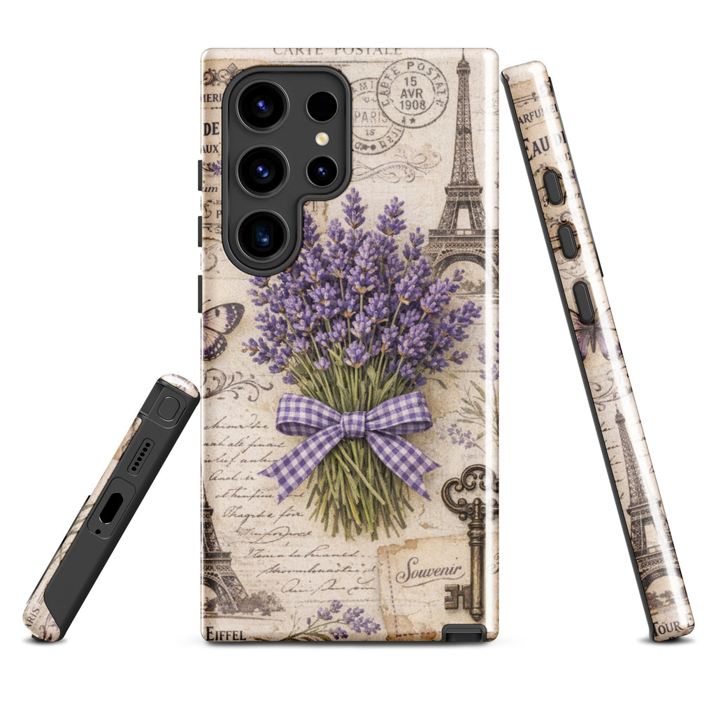 Vintage Paris Lavender Tough Case for Samsung Galaxy S24 Ultra – Dual Layer Protective Phone Case (Glossy or Matte)