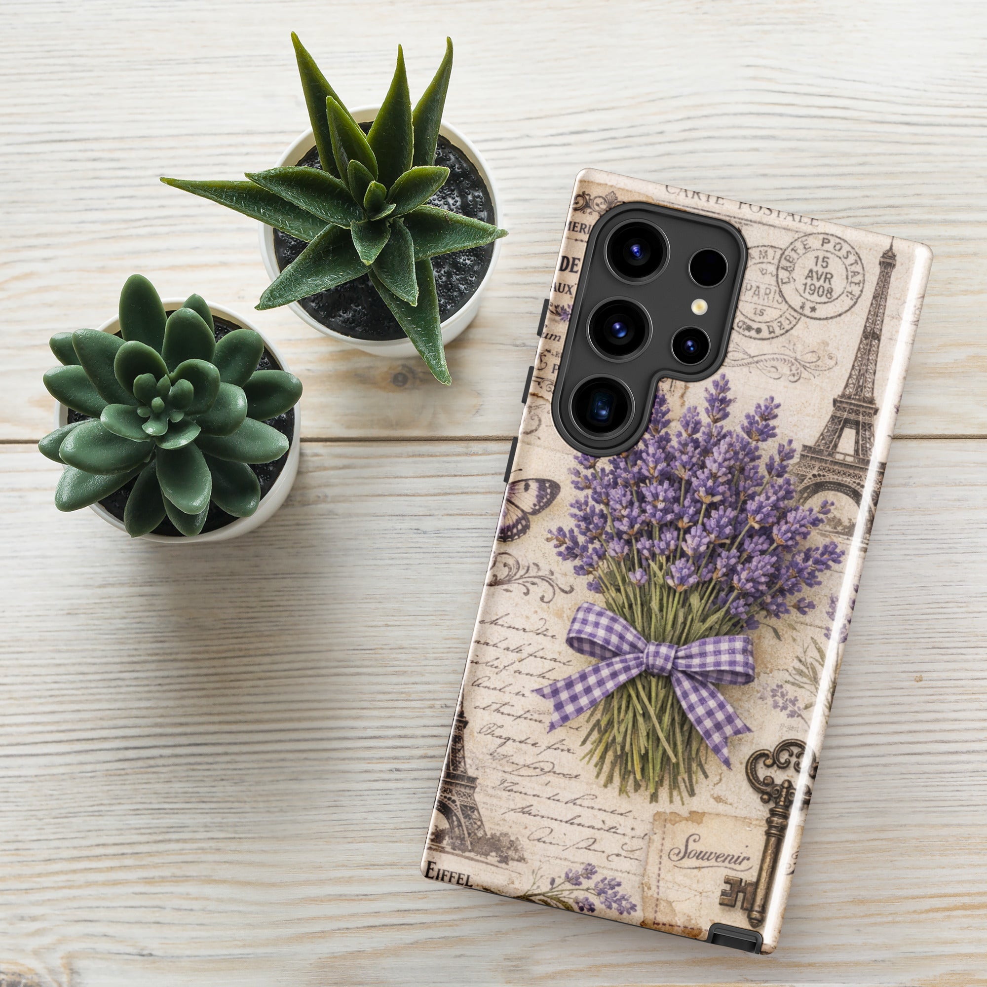 Vintage Paris Lavender Tough Case for Samsung Galaxy S24 Ultra – Dual Layer Protective Phone Case (Glossy or Matte)
