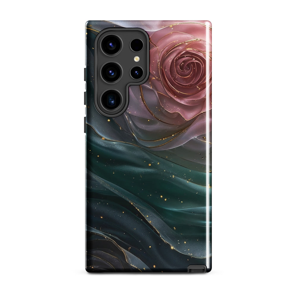 Elegant Rose Marble Tough Case for Samsung Galaxy S24 Ultra – Dual Layer Protective Phone Case (Glossy or Matte)