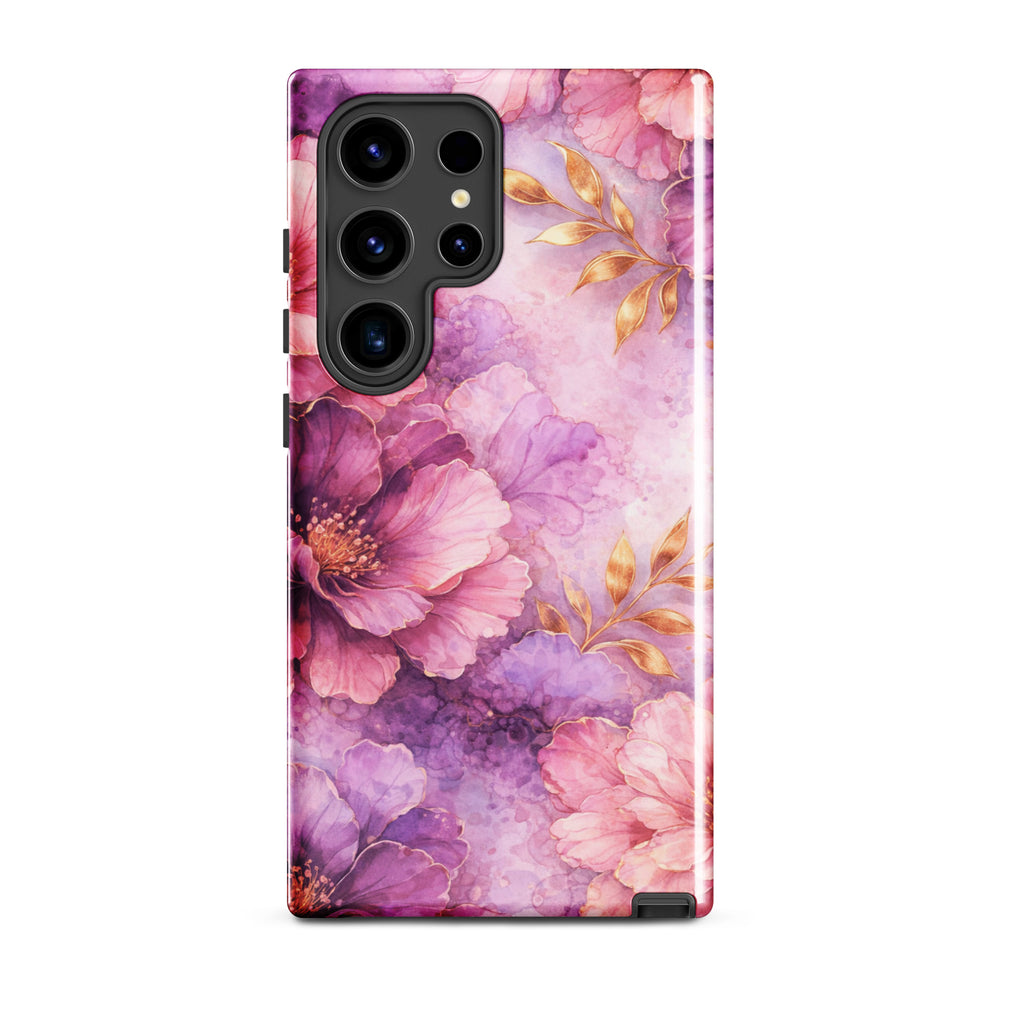 Pink Watercolor Floral Tough Case for Samsung Galaxy S24 Ultra