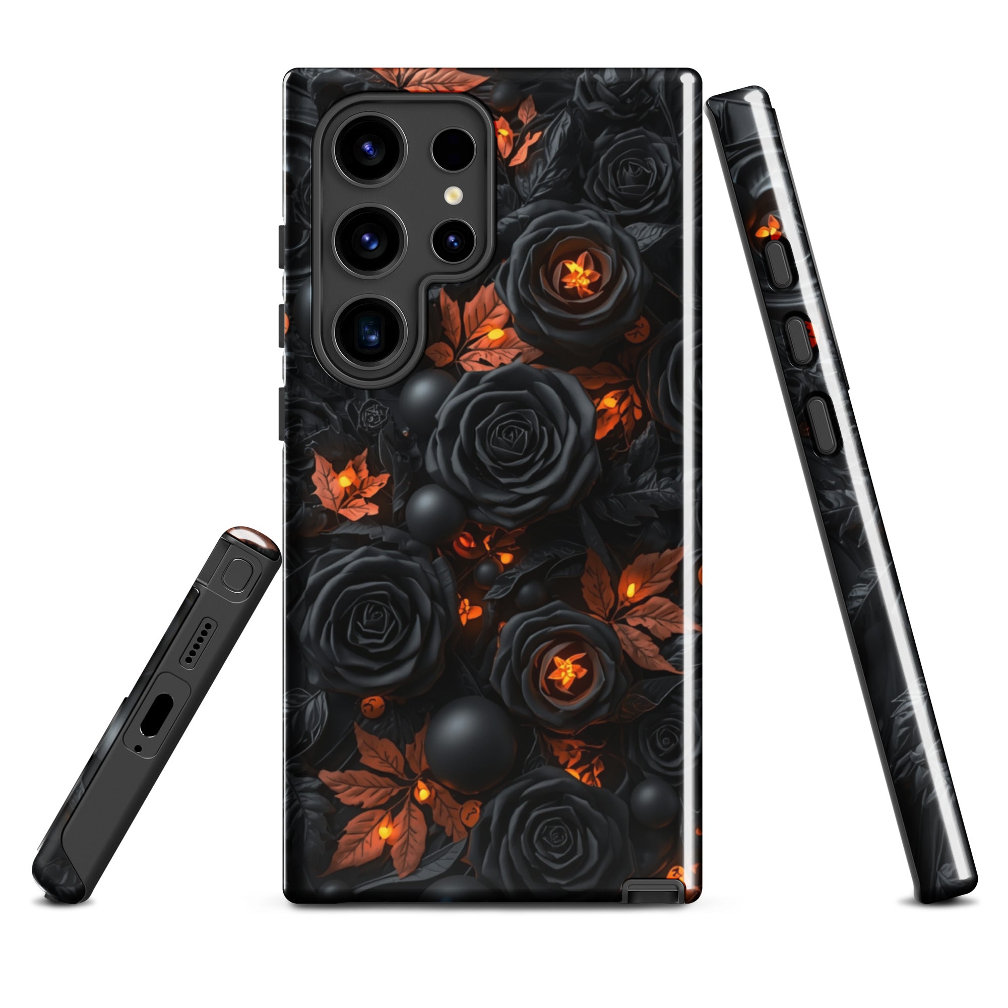 Dark Floral Glow Tough Case for Samsung Galaxy S24 Ultra