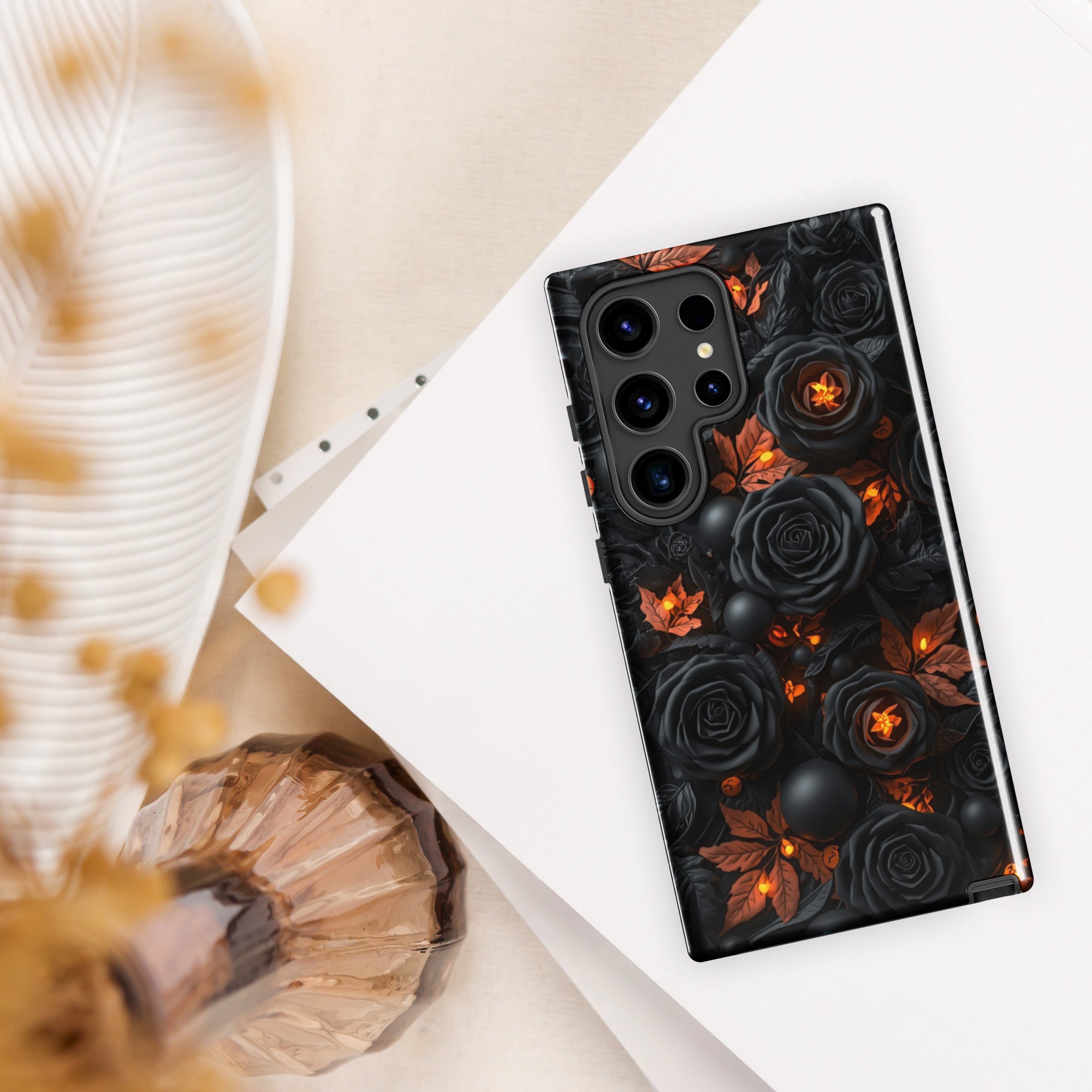 Dark Floral Glow Tough Case for Samsung Galaxy S24 Ultra