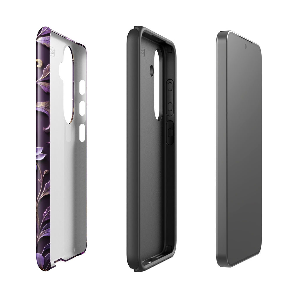 Royal Violet Filigree Tough Case for Samsung Galaxy S25 – Dual Layer Protective Phone Case (Glossy or Matte)