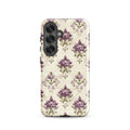 Vintage Floral Damask Tough Case for Samsung Galaxy S25 – Dual Layer Protective Phone Case (Glossy or Matte)