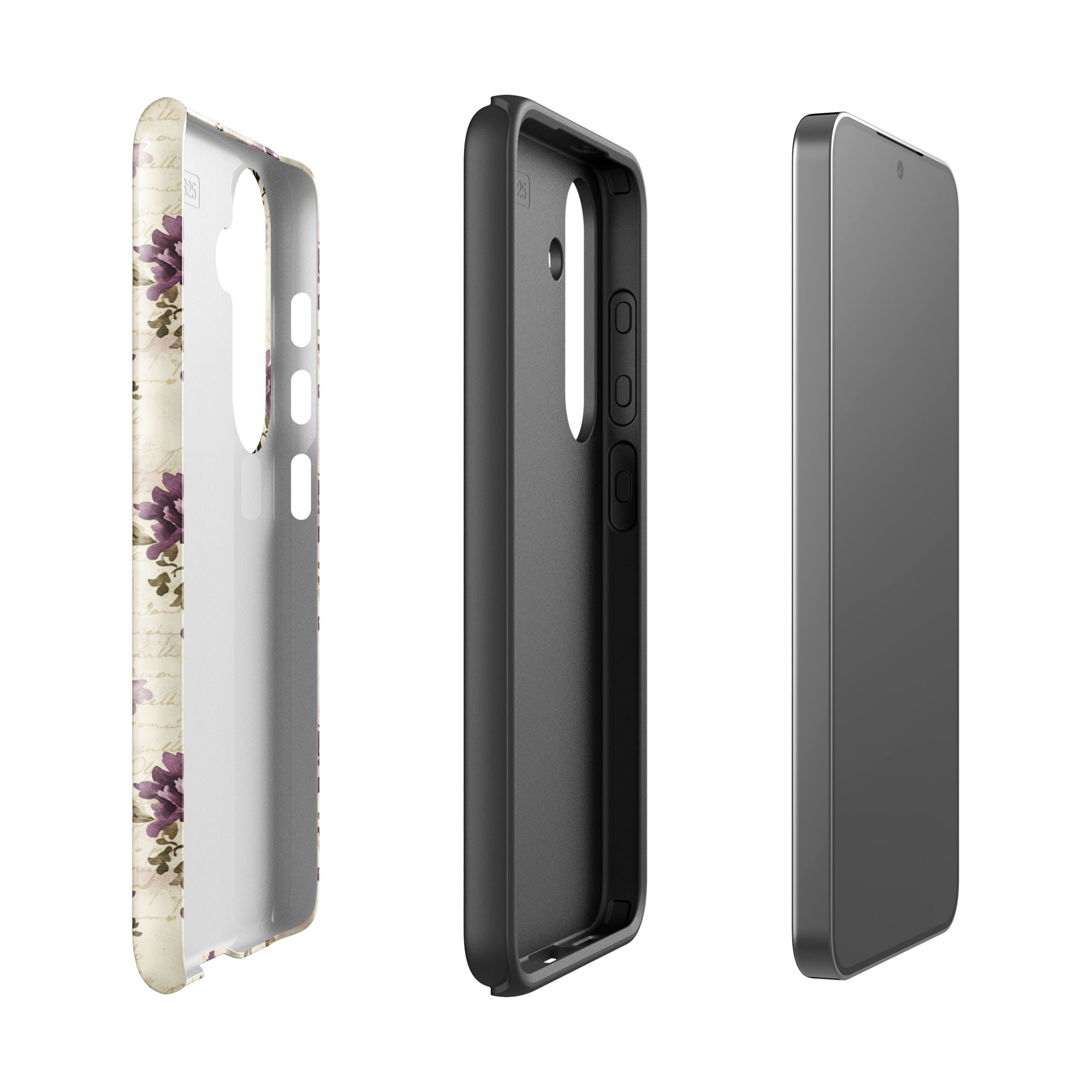 Vintage Floral Damask Tough Case for Samsung Galaxy S25 – Dual Layer Protective Phone Case (Glossy or Matte)