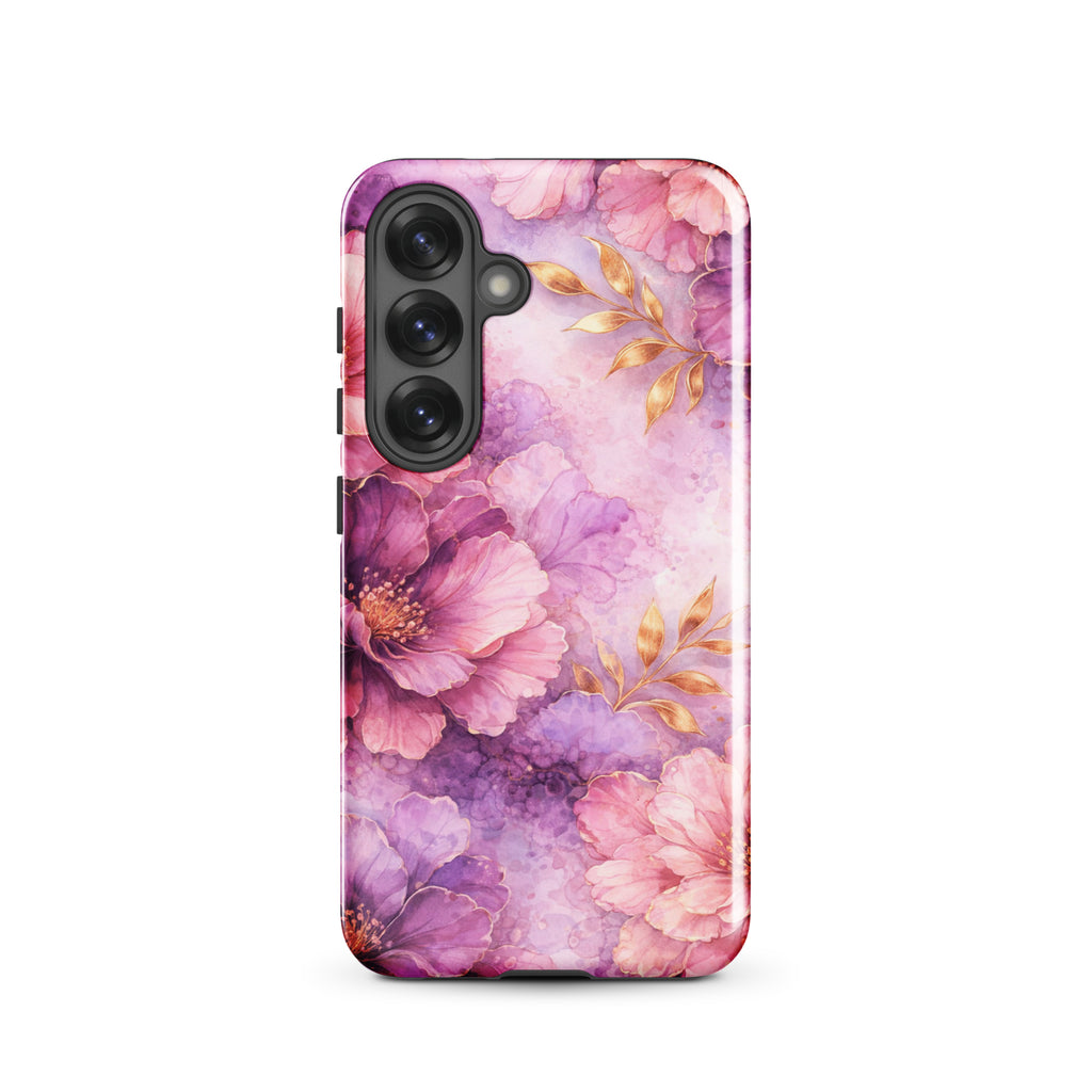Pink Watercolor Floral Tough Case for Samsung Galaxy S25