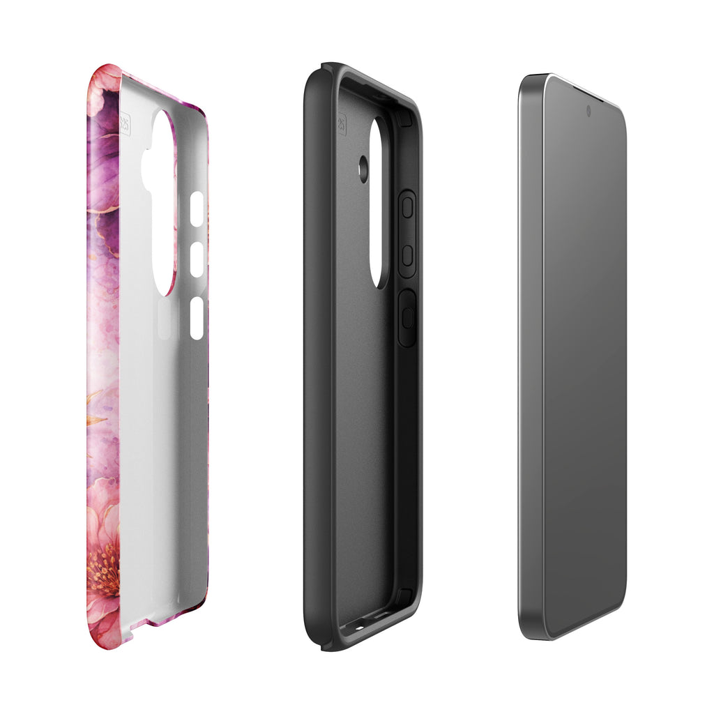 Pink Watercolor Floral Tough Case for Samsung Galaxy S25