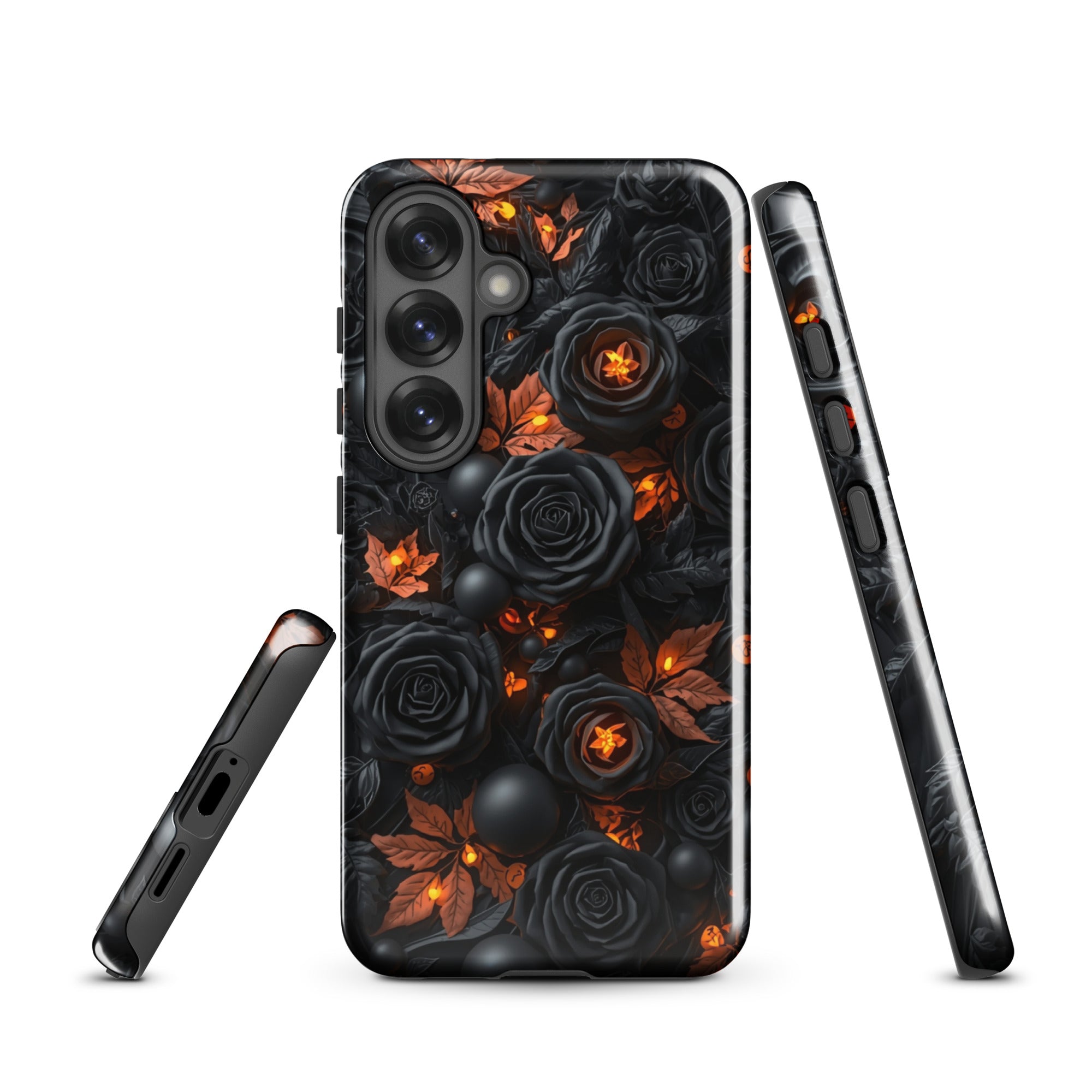 Dark Floral Glow Tough Case for Samsung Galaxy S25