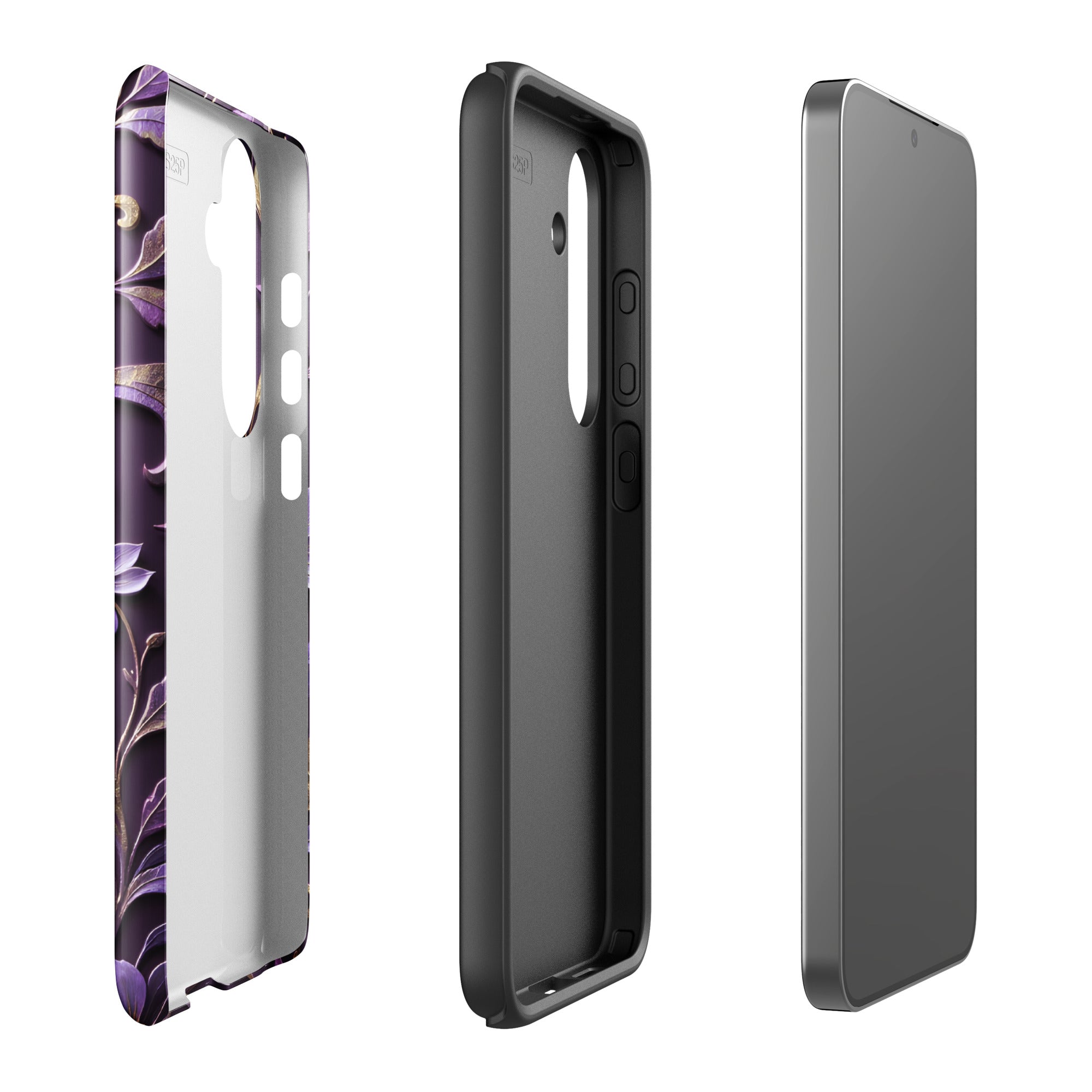 Royal Violet Filigree Tough Case for Samsung Galaxy S25 Plus – Dual Layer Protective Phone Case (Glossy or Matte)