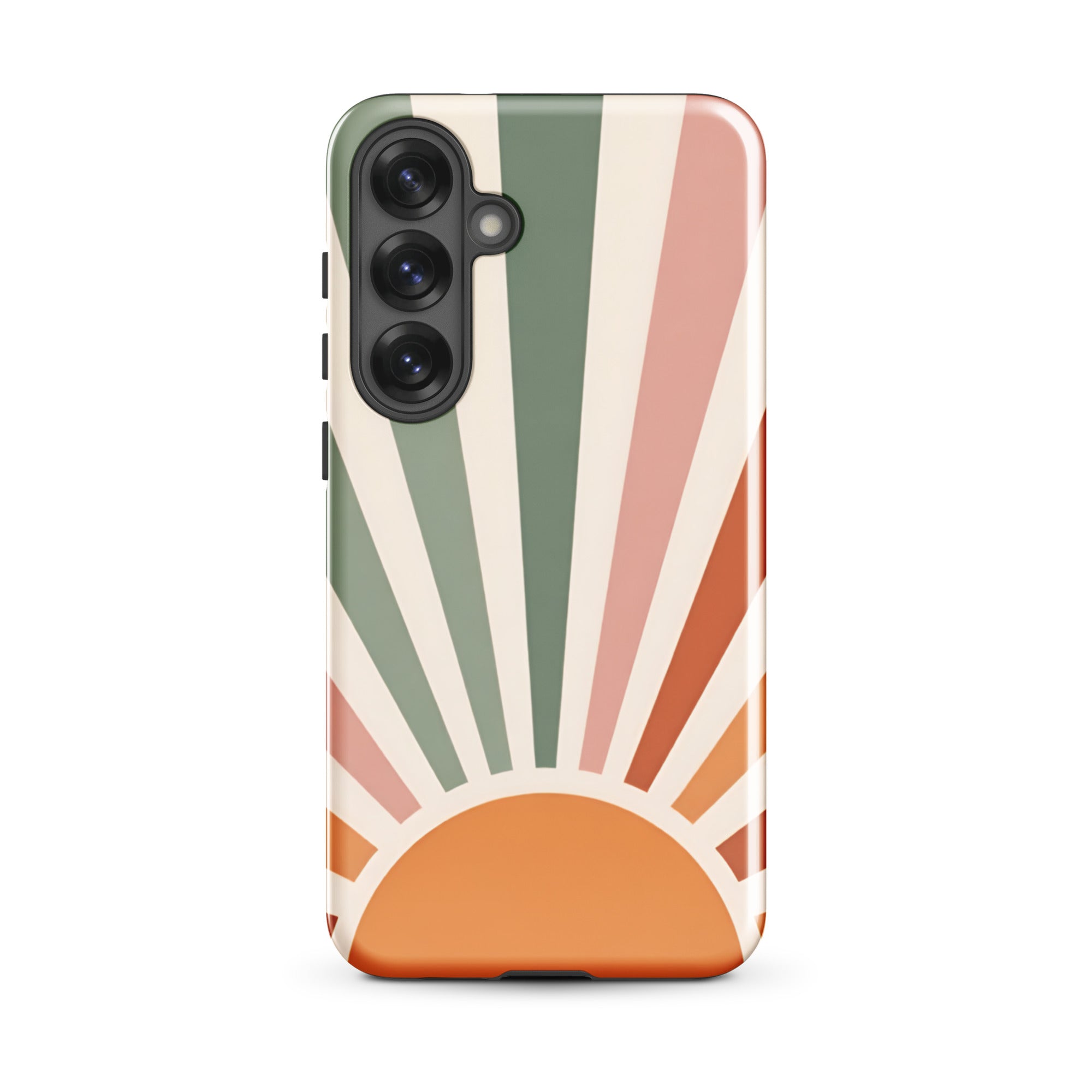 Retro Sunrise Tough Case for Samsung Galaxy S25 Plus – Dual Layer Protective Phone Case (Glossy or Matte)