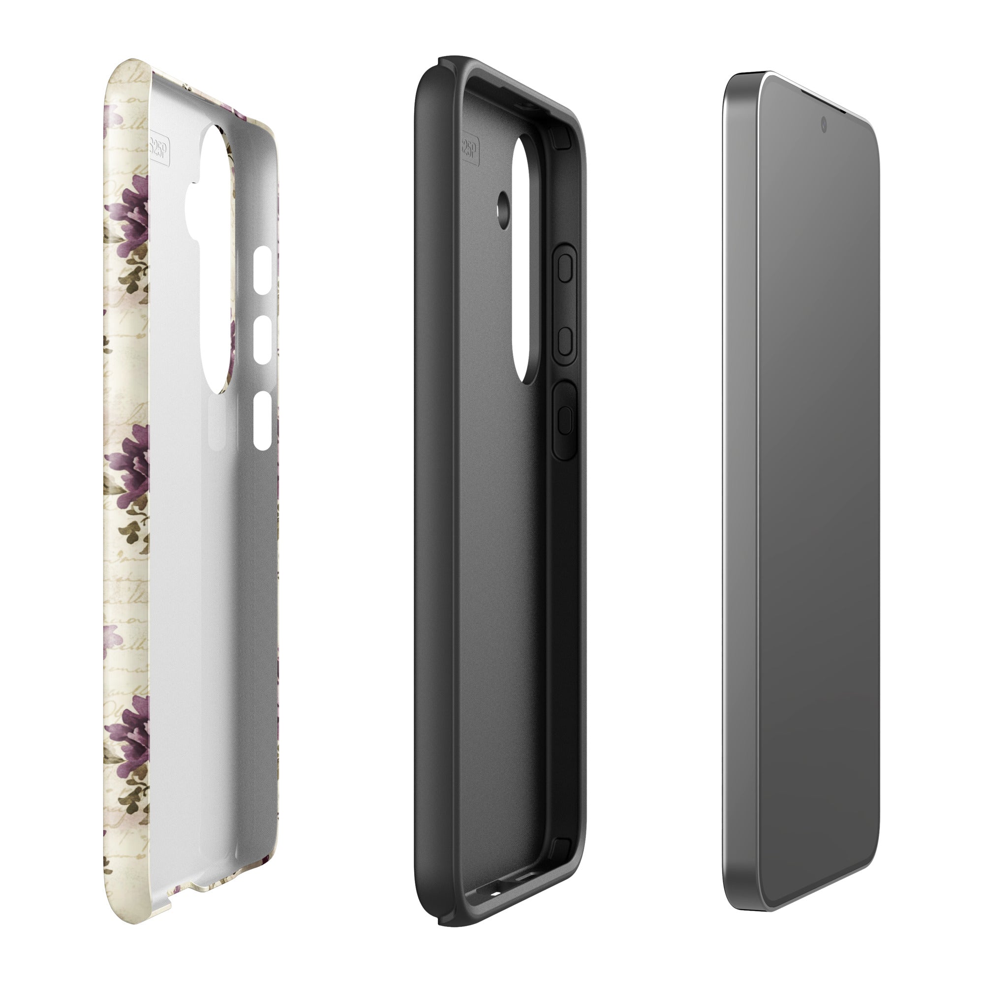 Vintage Floral Damask Tough Case for Samsung Galaxy S25 Plus – Dual Layer Protective Phone Case (Glossy or Matte)