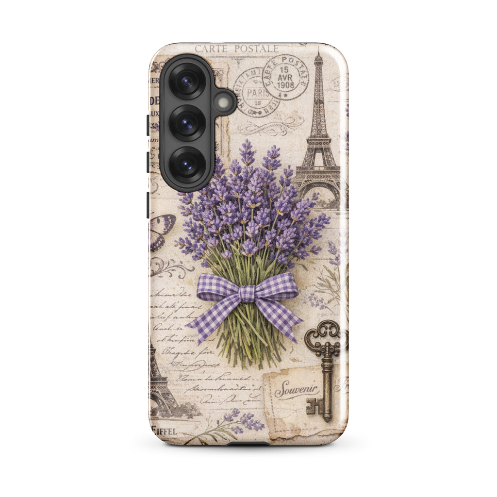 Vintage Paris Lavender Tough Case for Samsung Galaxy S25 Plus – Dual Layer Protective Phone Case (Glossy or Matte)