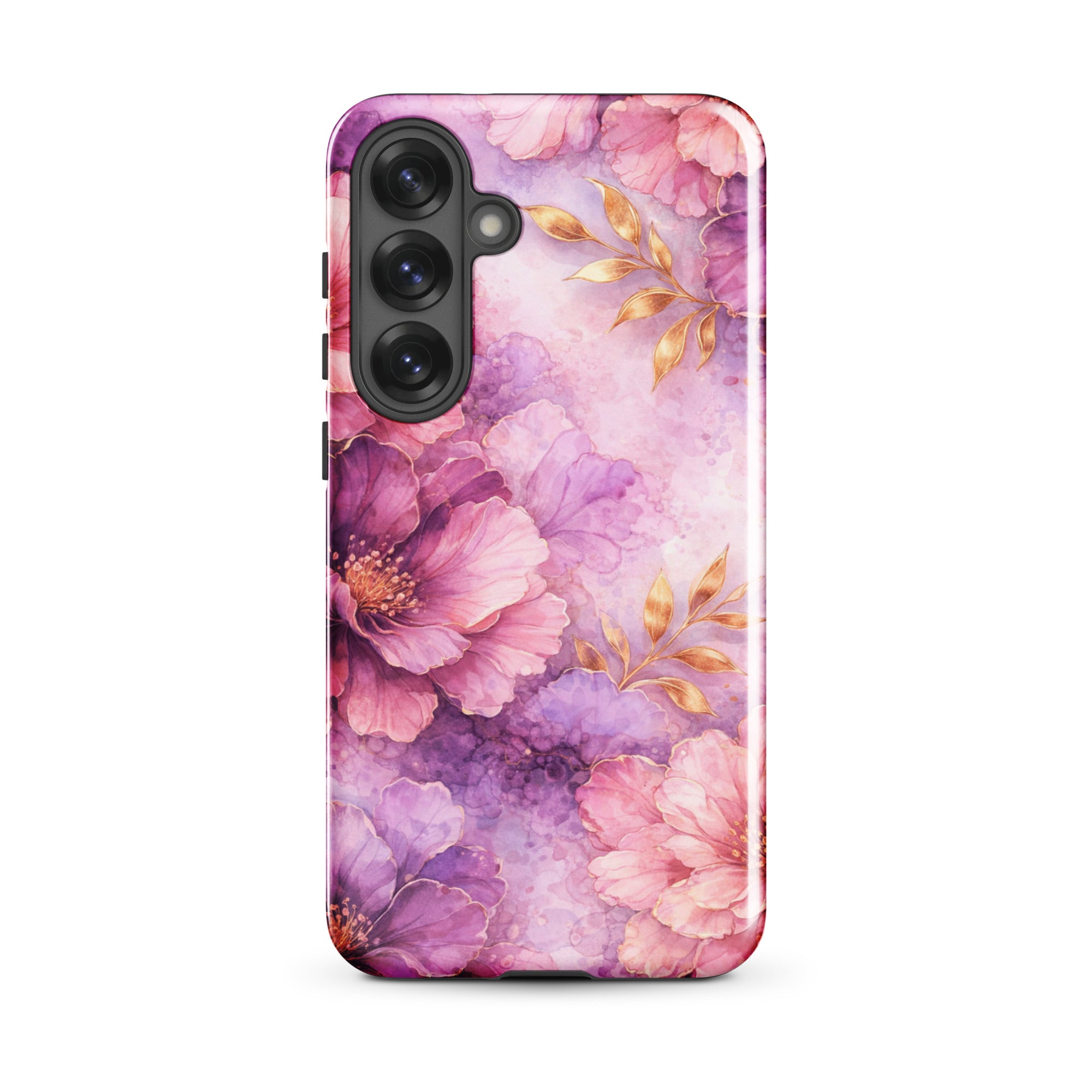 Pink Watercolor Floral Tough Case for Samsung Galaxy S25 Plus