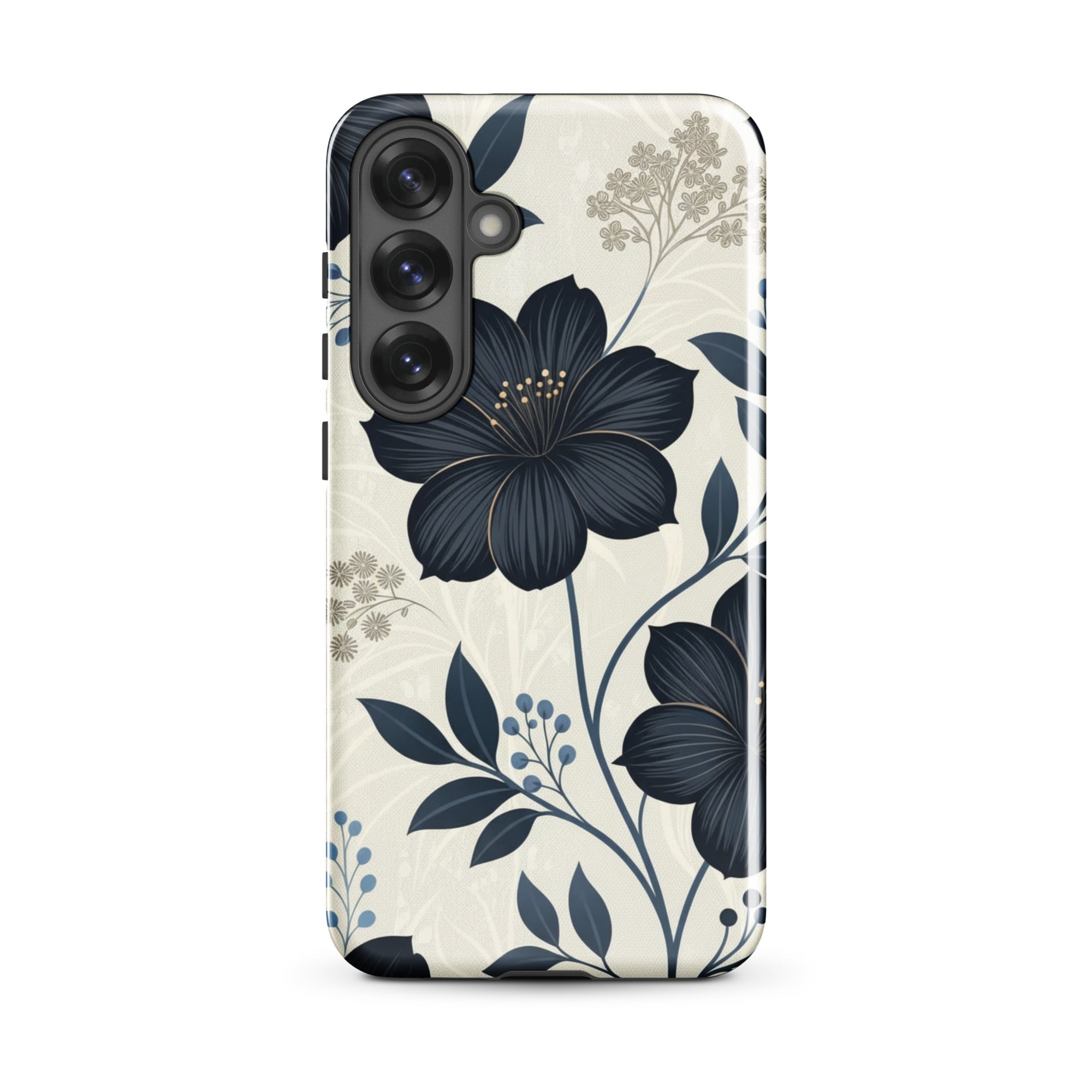 Elegant Blue Floral Tough Case for Samsung Galaxy S25 Plus