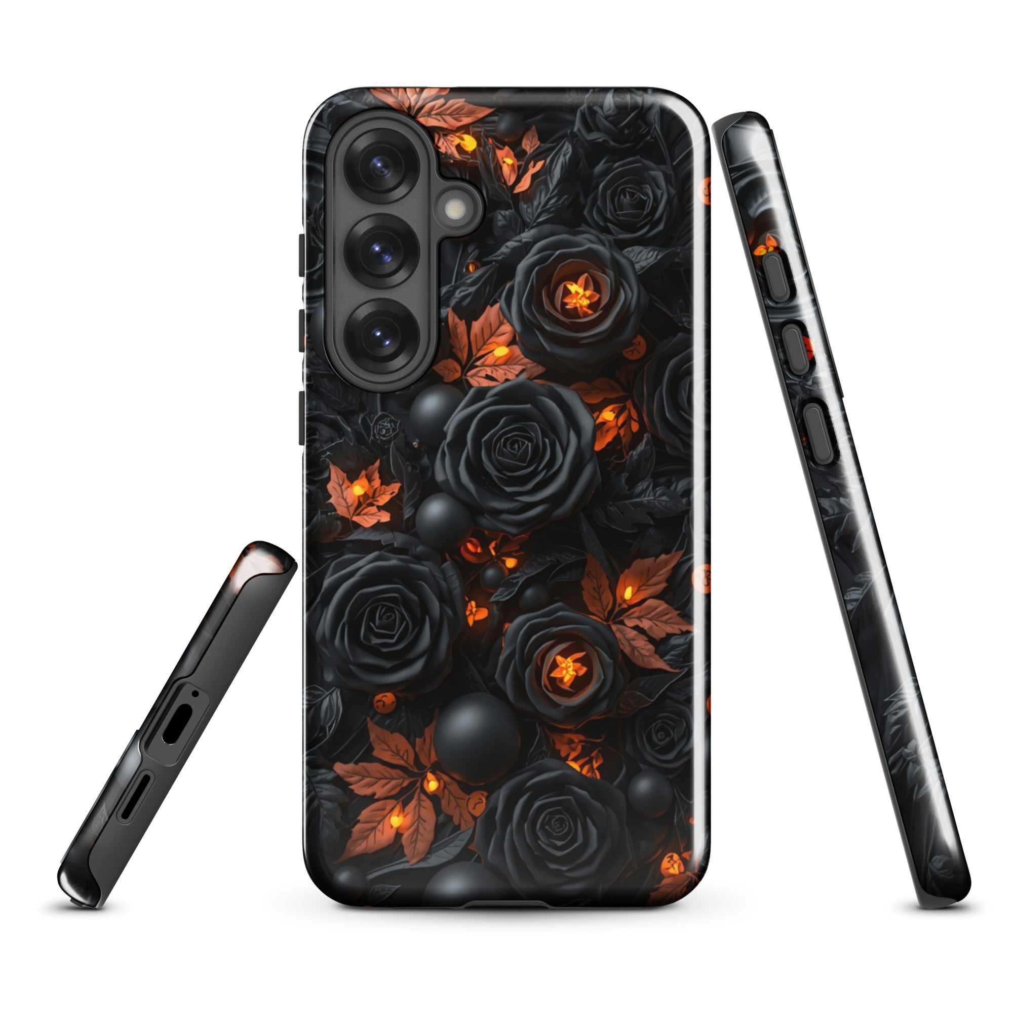 Dark Floral Glow Tough Case for Samsung Galaxy S25 Plus