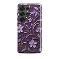 Royal Violet Filigree Tough Case for Samsung Galaxy S25 Ultra – Dual Layer Protective Phone Case (Glossy or Matte)