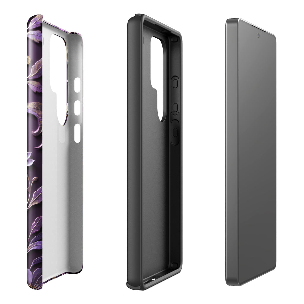 Royal Violet Filigree Tough Case for Samsung Galaxy S25 Ultra – Dual Layer Protective Phone Case (Glossy or Matte)