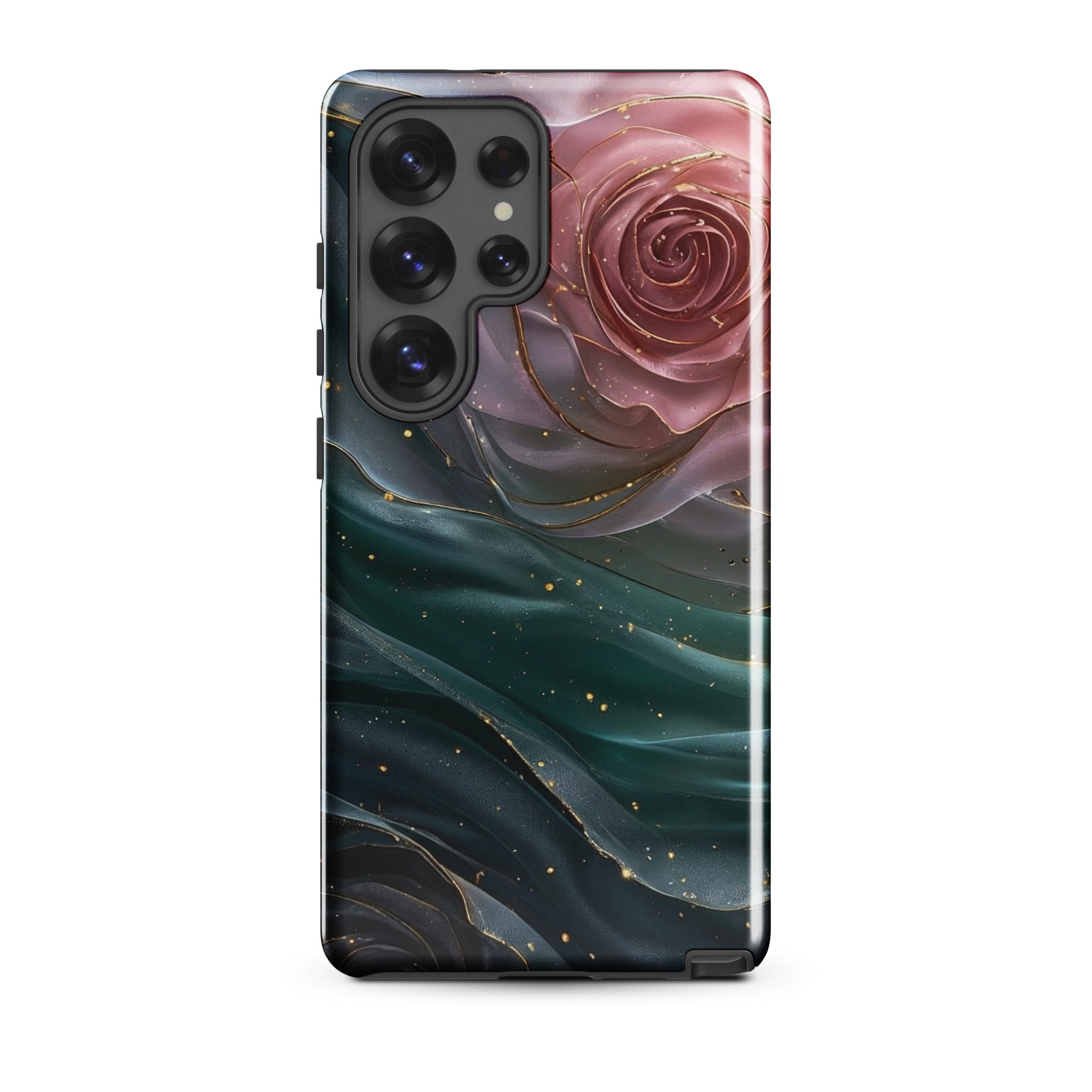 Elegant Rose Marble Tough Case for Samsung Galaxy S25 Ultra – Dual Layer Protective Phone Case (Glossy or Matte)