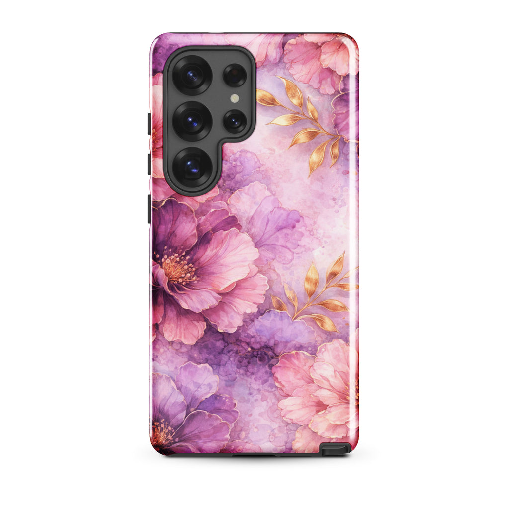 Pink Watercolor Floral Tough Case for Samsung Galaxy S25 Ultra