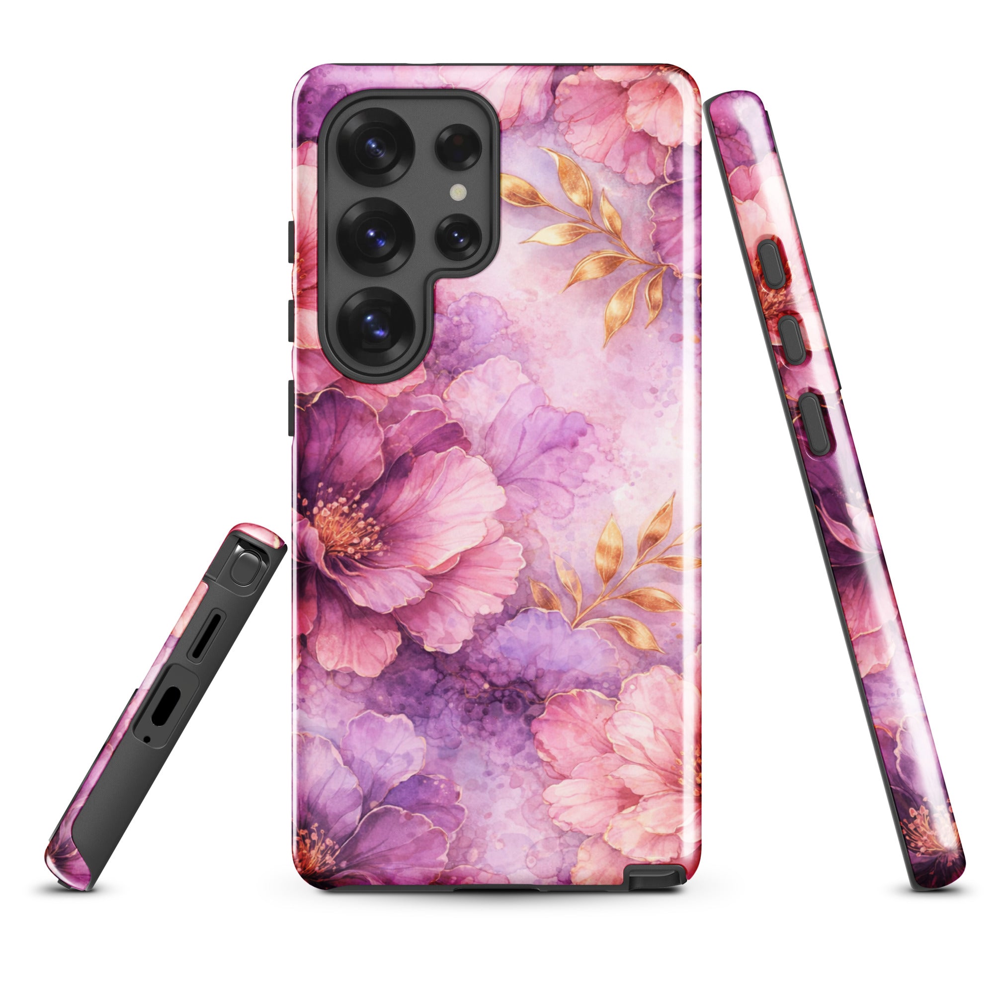 Pink Watercolor Floral Tough Case for Samsung Galaxy S25 Ultra