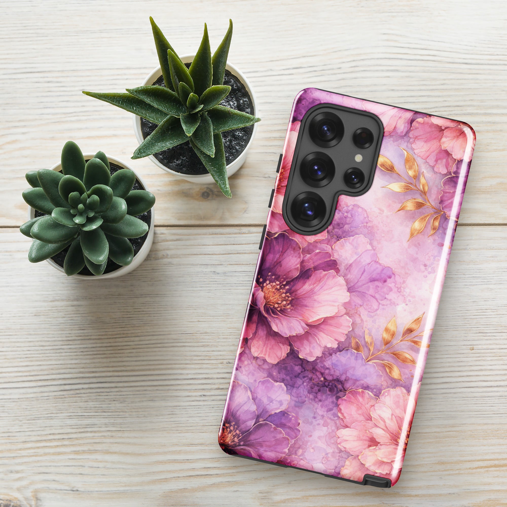 Pink Watercolor Floral Tough Case for Samsung Galaxy S25 Ultra