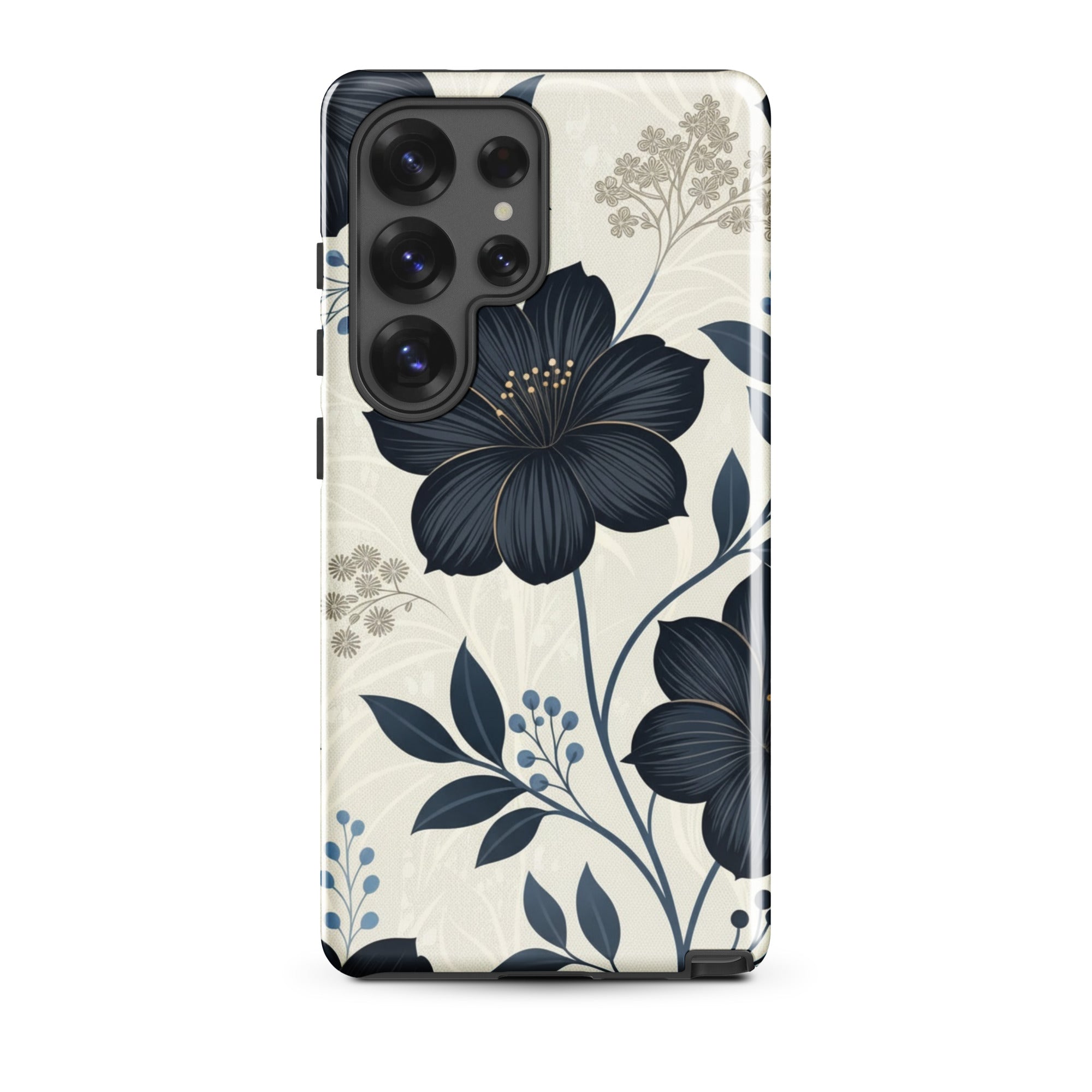 Elegant Blue Floral Tough Case for Samsung Galaxy S25 Ultra