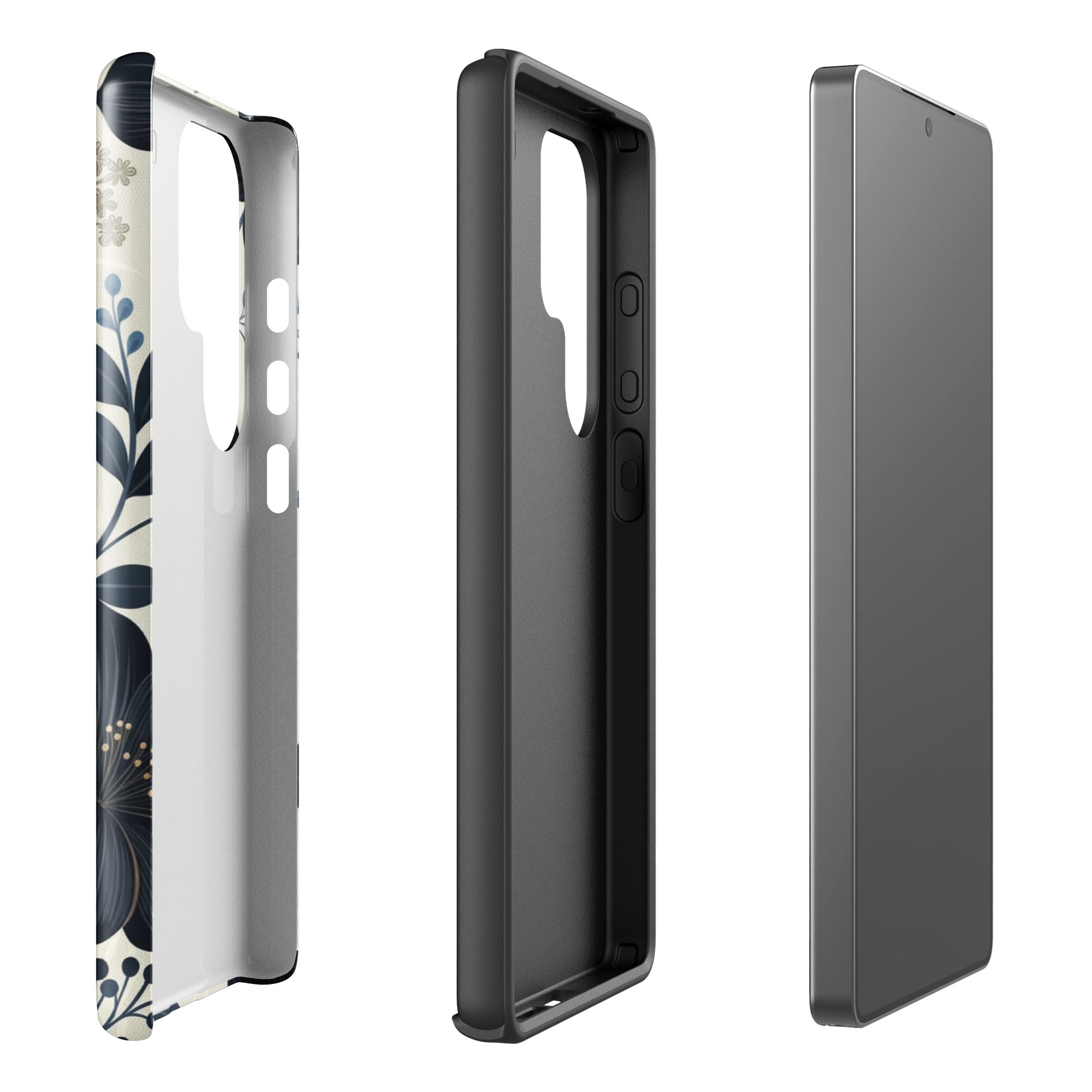 Elegant Blue Floral Tough Case for Samsung Galaxy S25 Ultra