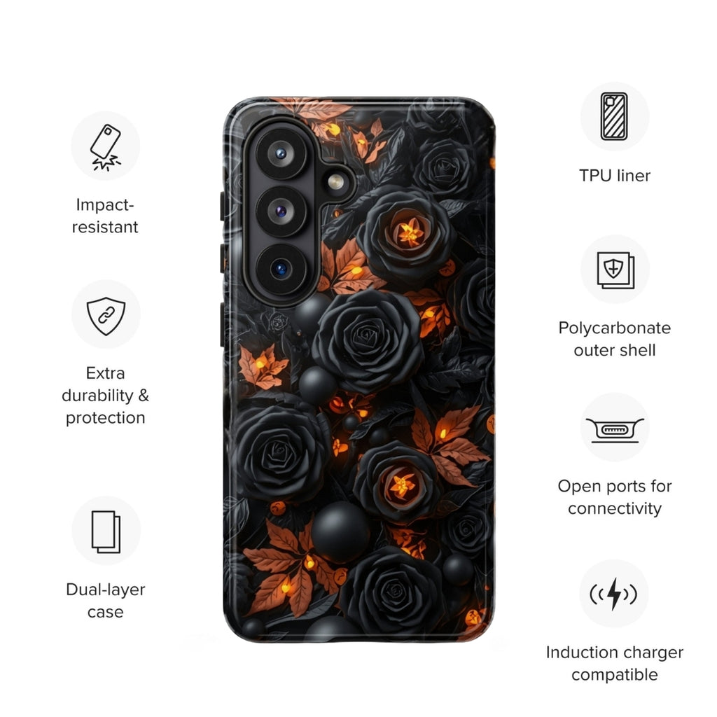 Dark Floral Glow Tough Case for Samsung Galaxy S26