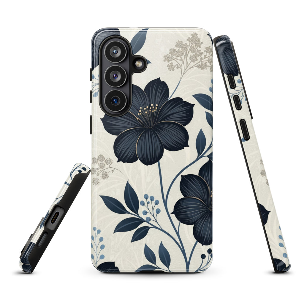Elegant Blue Floral Tough Case for Samsung Galaxy S26 Plus